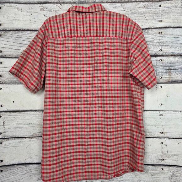 Columbia Plaid Button Down Shirt Red Tan XL - Picture 4 of 7